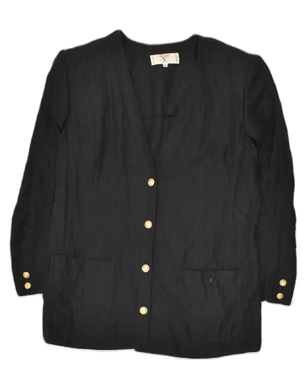 VALENTINO Womens 4 Button Blazer Jacket IT 46 Large Black Acrylic