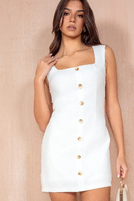 Georgina White Linen Tailored Dress