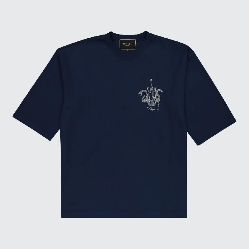 TSHEPO, SERPENT'S CROWN, OVERSIZED T-SHIRT, NAVY