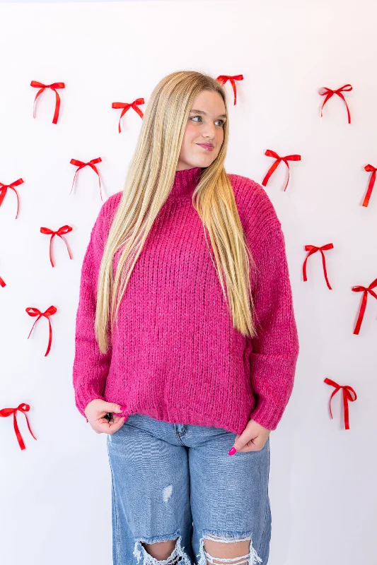 Wrenley High Neck Sweater | Raspberry