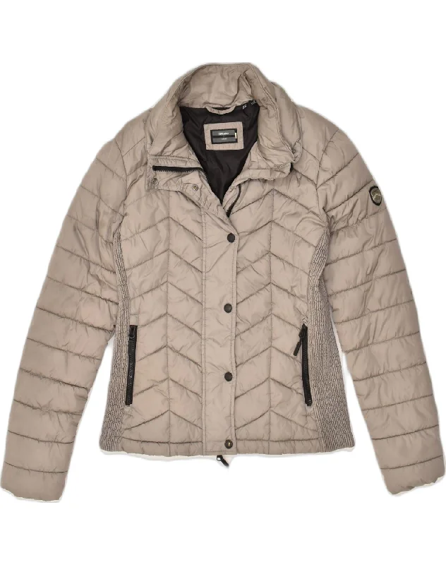 SUPERDRY Womens Padded Jacket UK 10 Small  Grey Polyester