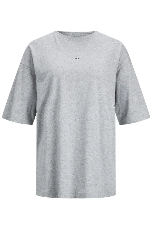 Jjxx - Jxandrea Loose Ss Logo Tee - 4229245 Light Grey Melange Black Jjxx Logo