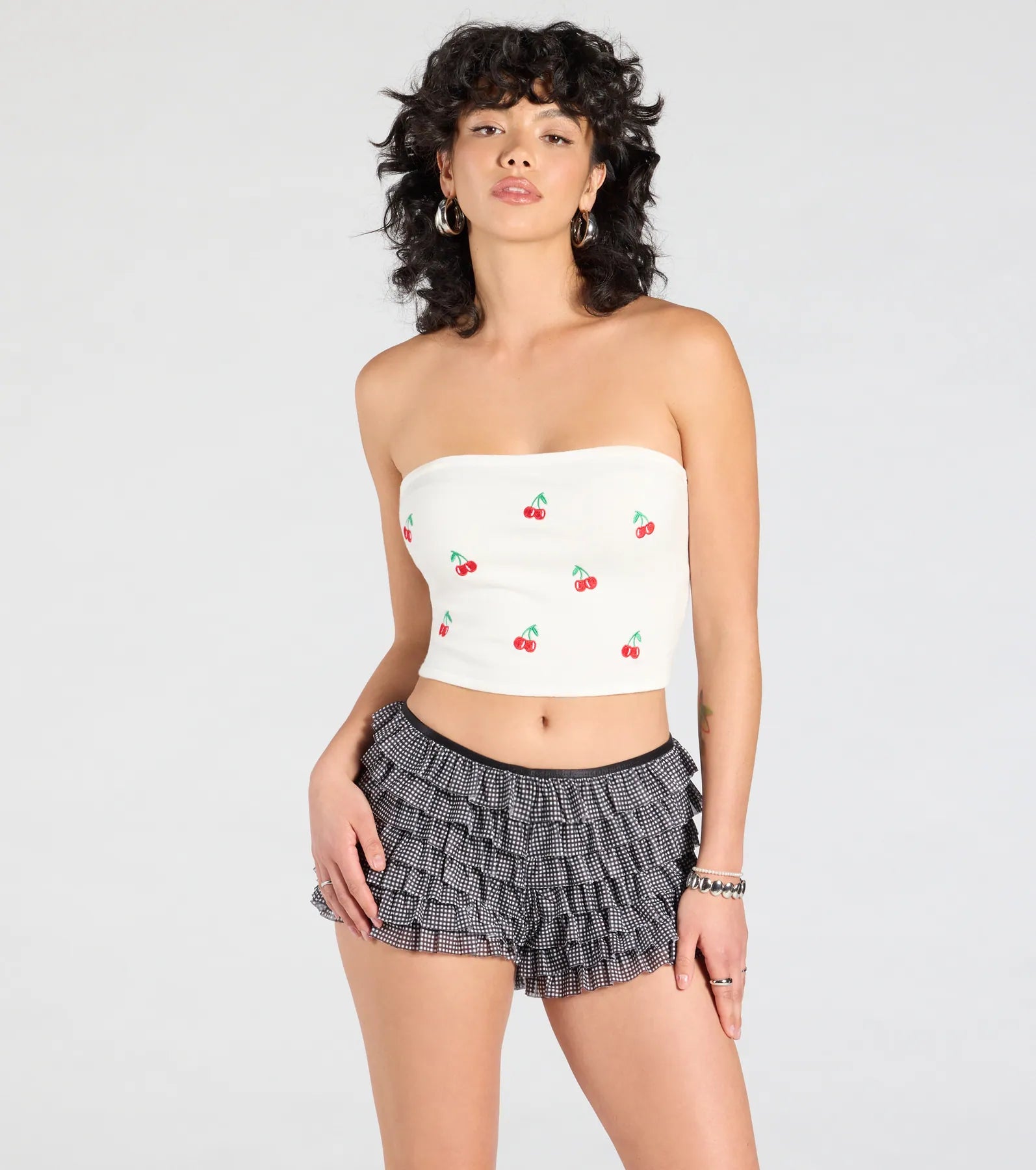 Cute Pickings Cherry Embroidered Tube Top