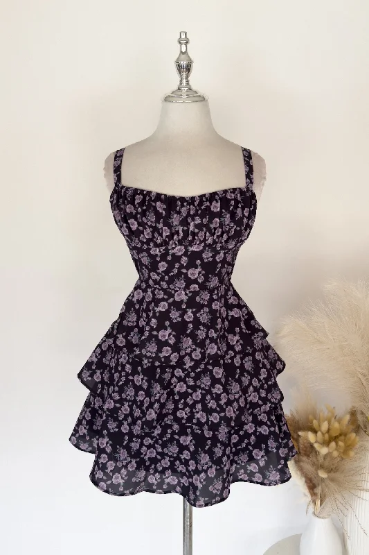 Arabella Floral Mini Dress - Purple