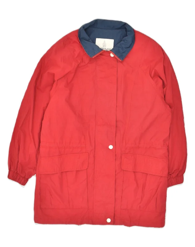 LONDON FOG Womens Windbreaker Jacket UK 14 Medium Red Cotton