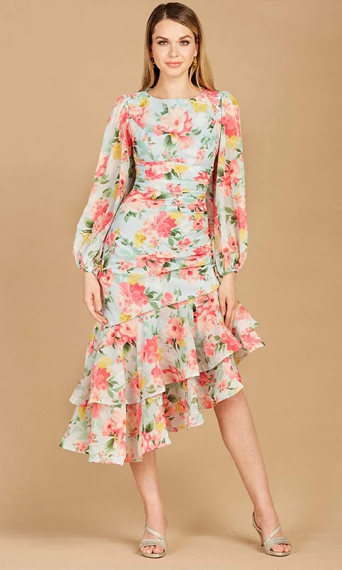 Lara Dresses 29244 - Floral Chiffon Midi Dress