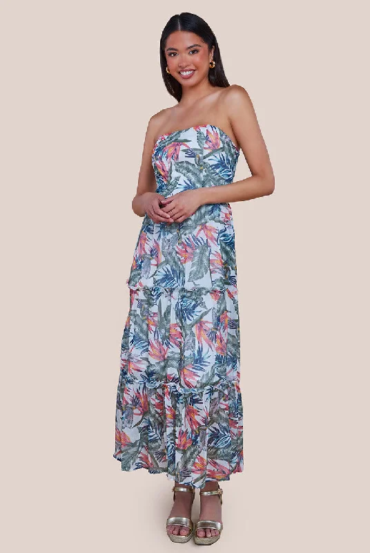 City Goddess Bandeau Printed Maxi Dress