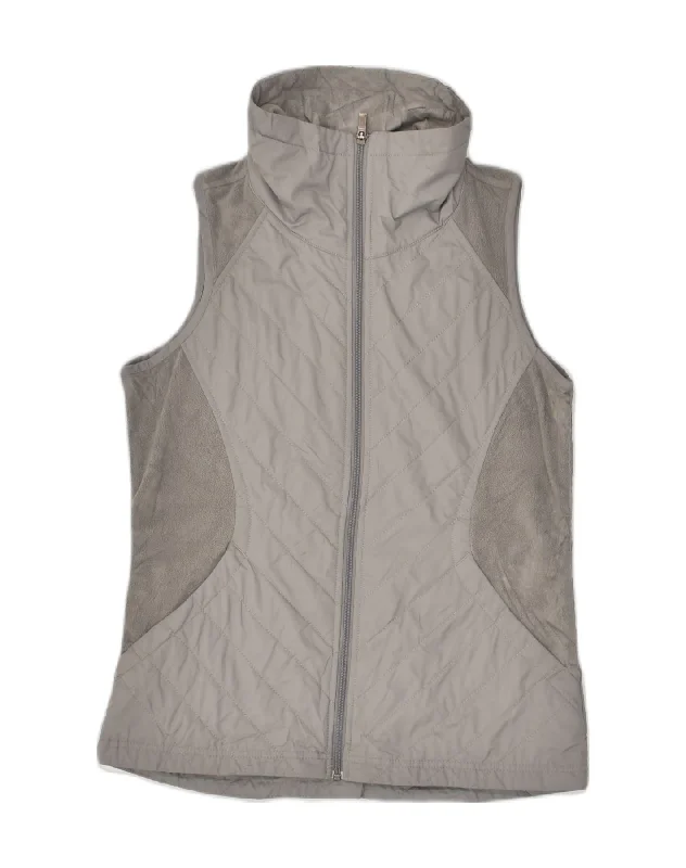 COLUMBIA Womens Quilted Gilet UK 10 Small Grey Polyester