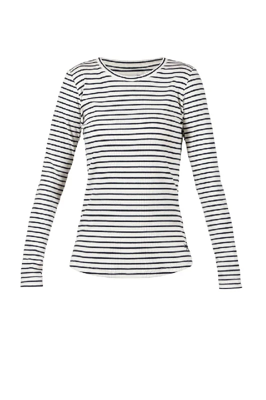 Ditte Striped Rib Tee - Ecru/New Navy