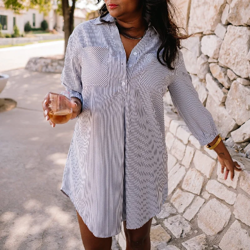 Hilton Head Striped Collared Shirt Dress - FINAL SALE