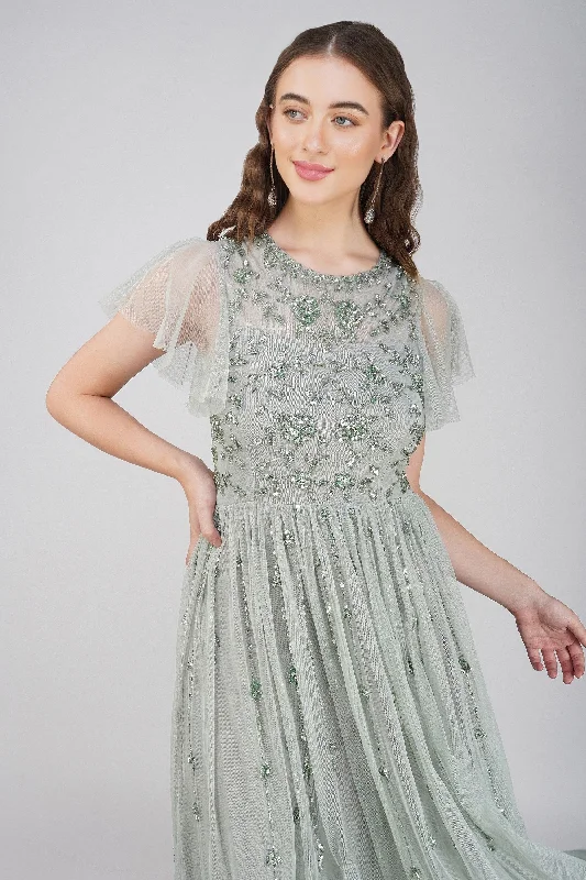 Marly Sage Green Embellished Maxi Dress