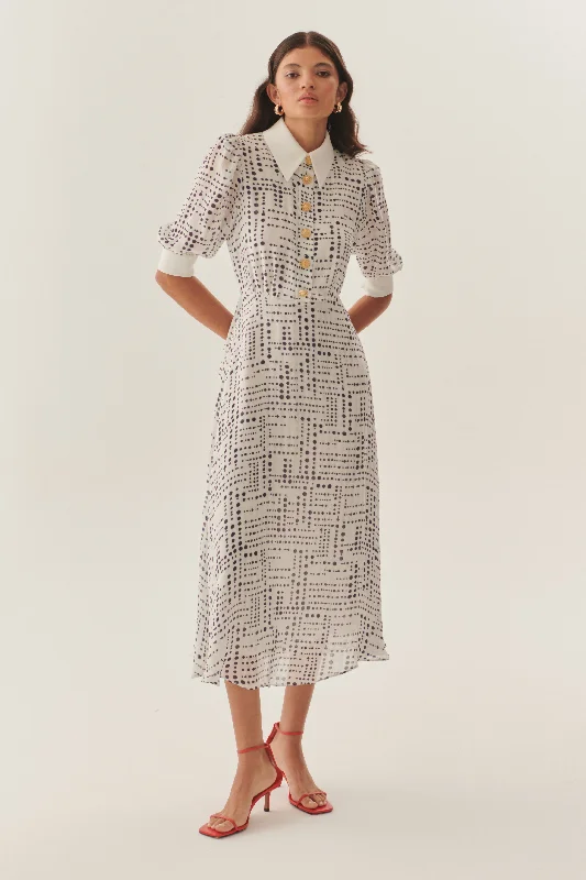 Exquise Sawyer Dot Print Chiffon Shirt Dress