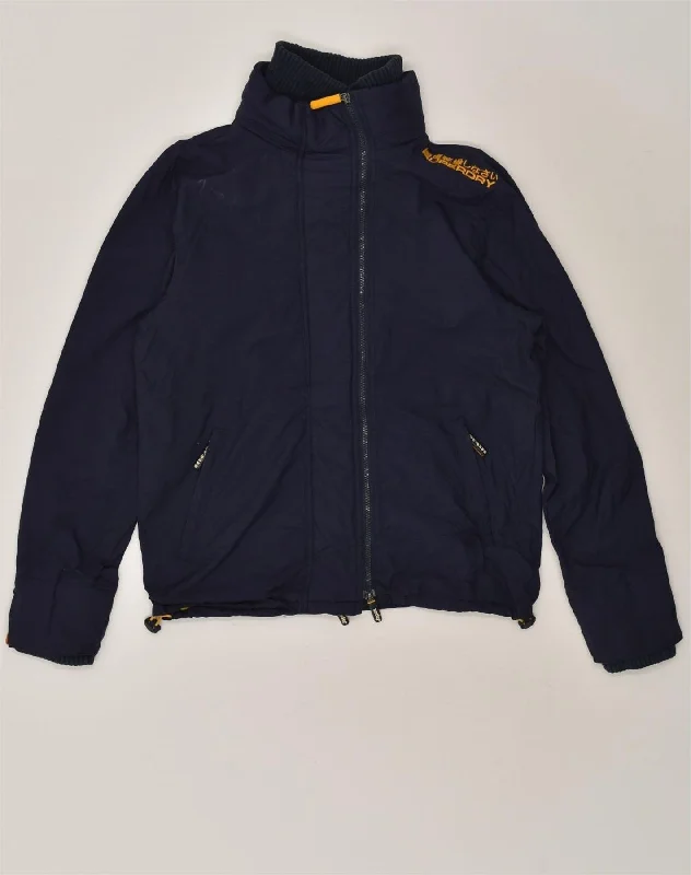 SUPERDRY Womens The Windcheater Rain Jacket UK 16 Large Navy Blue