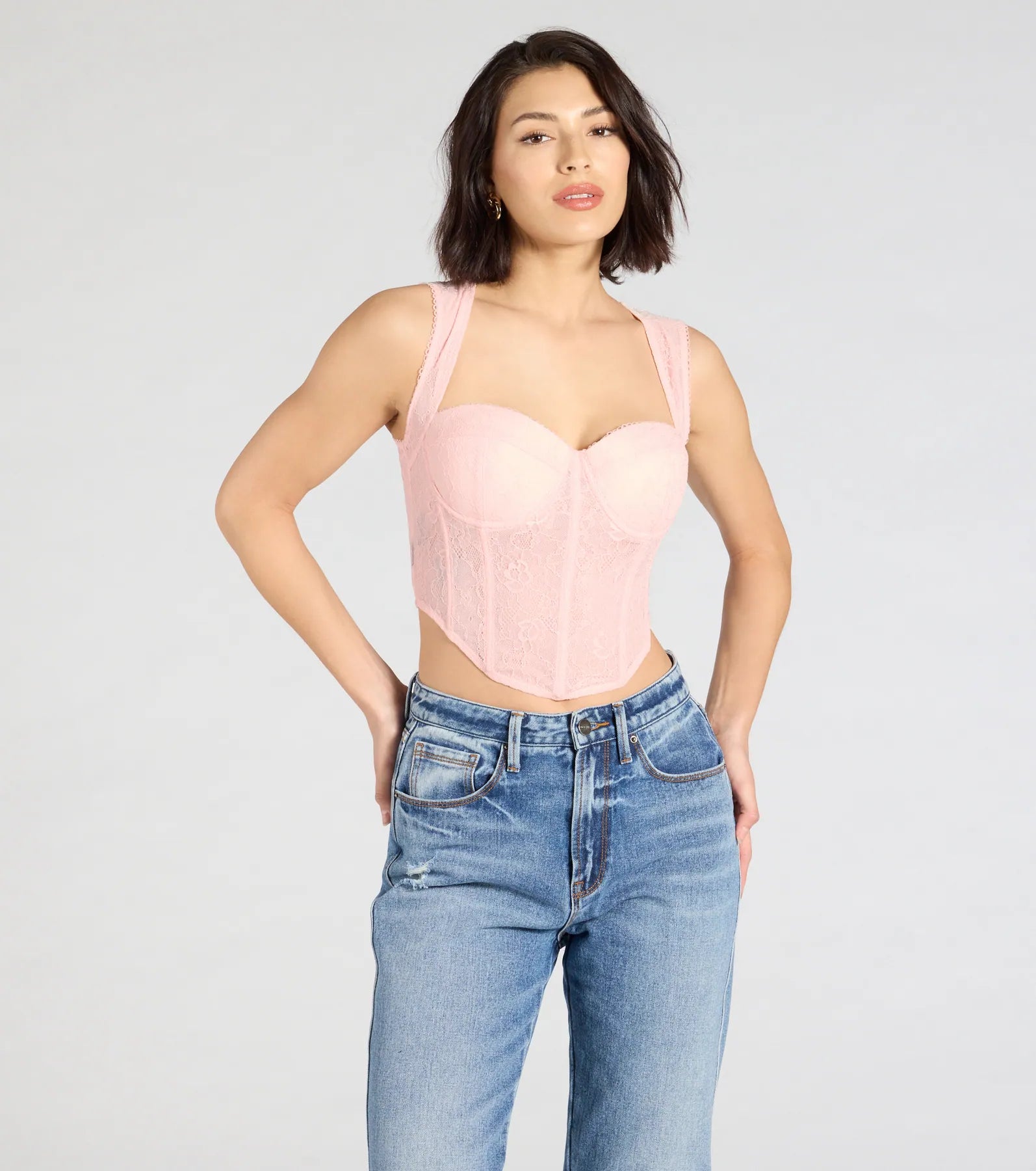 Make Hearts Flutter Lace Corset Top