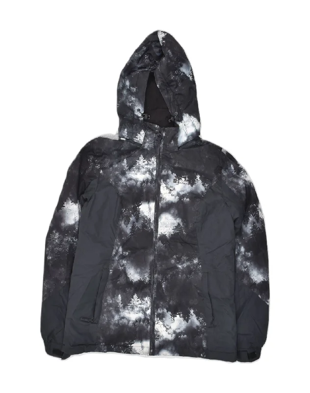 MOUNTAIN WAREHOUSE Womens Hooded Rain Jacket UK 8 Small  Black Tie Dye