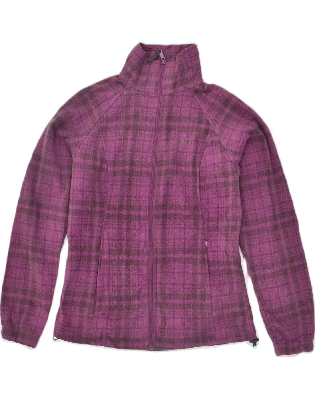 COLUMBIA Womens Fleece Jacket UK 14 Medium Purple Check Polyester