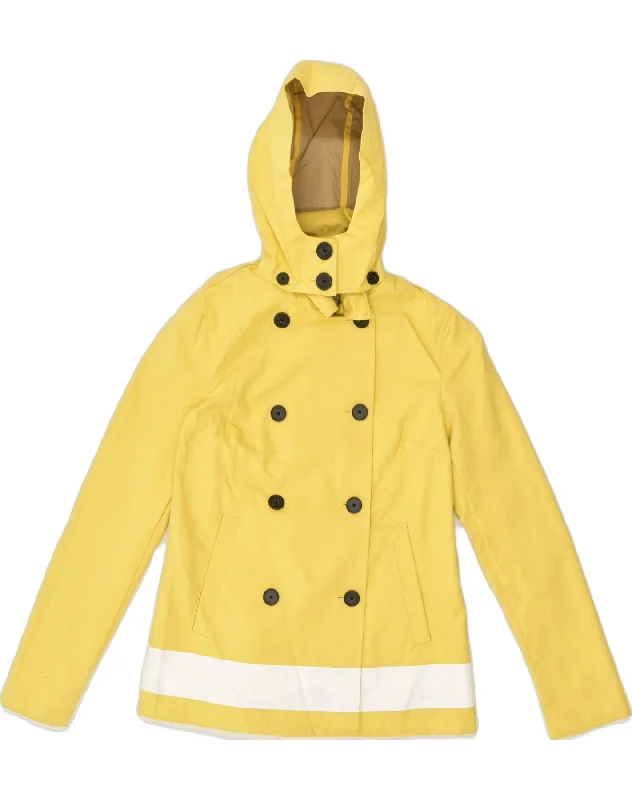 JACK WILLS Womens Double Breasted Hooded Rain Jacket UK 6 XS Yellow