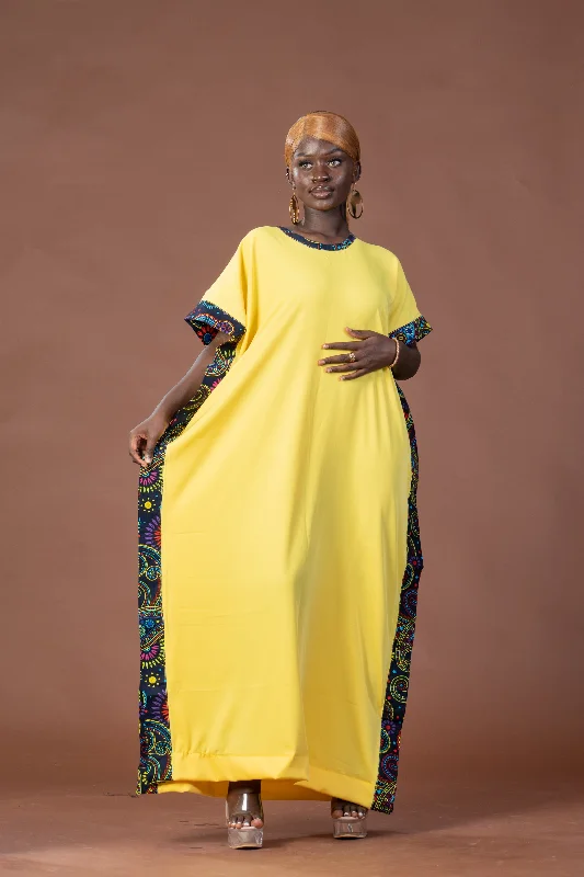 Gift Maxi Dress | Yellow and African Ankara Print