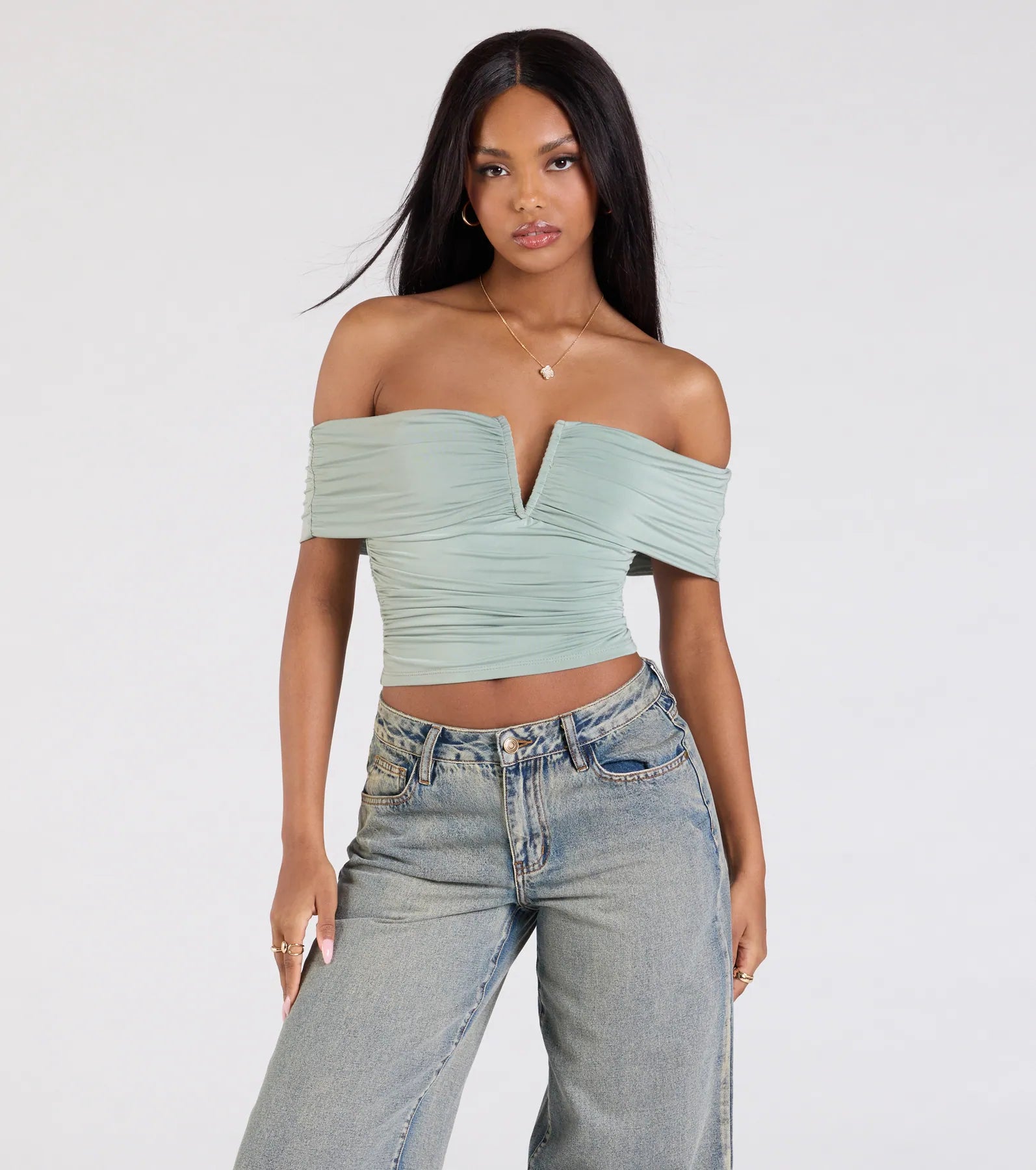 Chic Alert Off-The-Shoulder Crop Top