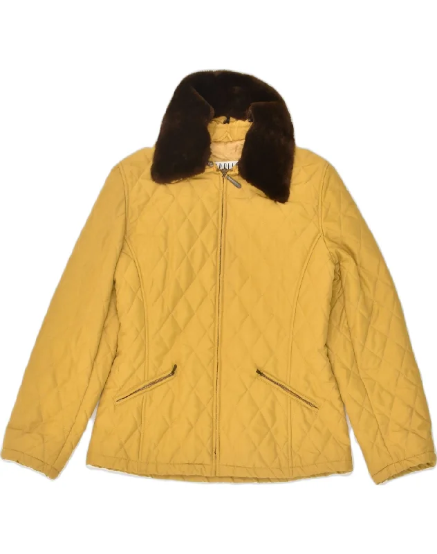 MARELLA Womens Quilted Jacket UK 12 Medium Yellow Polyester