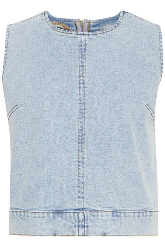 Forudbestilling - Ichi - Iharmios Top 20123237 - 200792 - Light Blue Washed