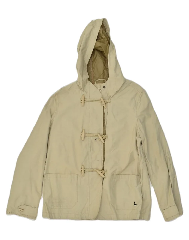 JACK WILLS Womens Hooded Duffle Jacket UK 10 Small Beige Cotton