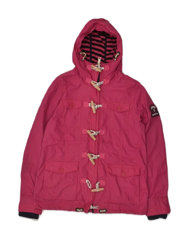 SUPERDRY Womens Speedboat Hooded Duffle Jacket UK 14 Medium Pink