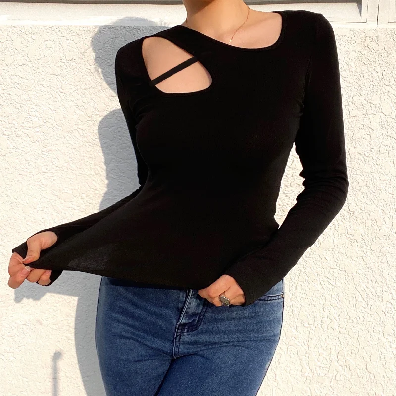 Hollow Long Sleeve T Shirt Wholesale Women Top