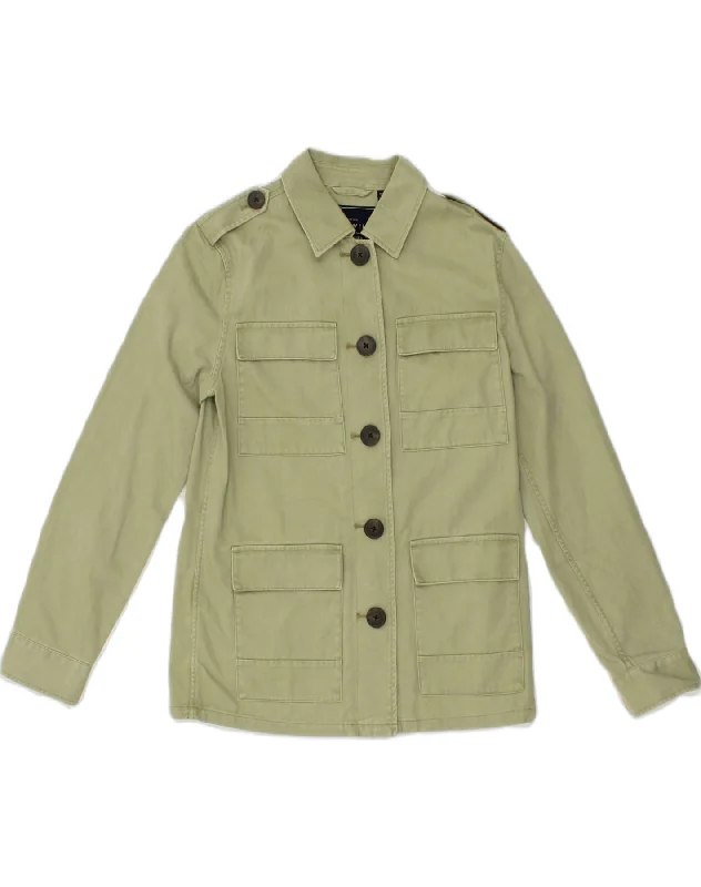 JACK WILLS Womens Military Jacket UK 8 Small  Green Cotton