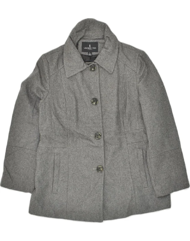 LONDON FOG Womens Overcoat UK 16 Large Grey Cotton