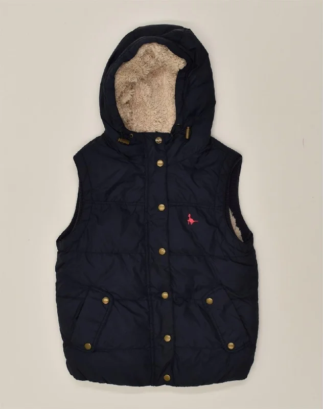 JACK WILLS Womens Sherpa Hooded Padded Gilet UK  8 Small Navy Blue