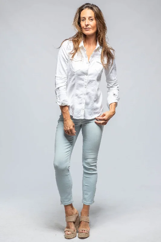 Yarmony Linen Cotton Denim Shirt In White