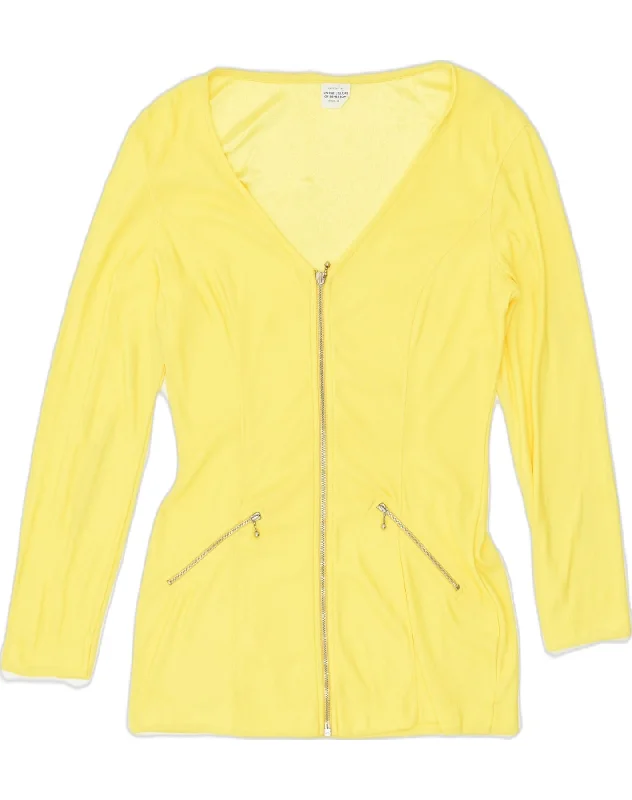 BENETTON Womens Blazer Jacket UK 6 XS Yellow Polyamide