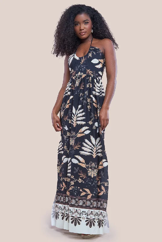 City Goddess Printed Tie Back Maxi Dress