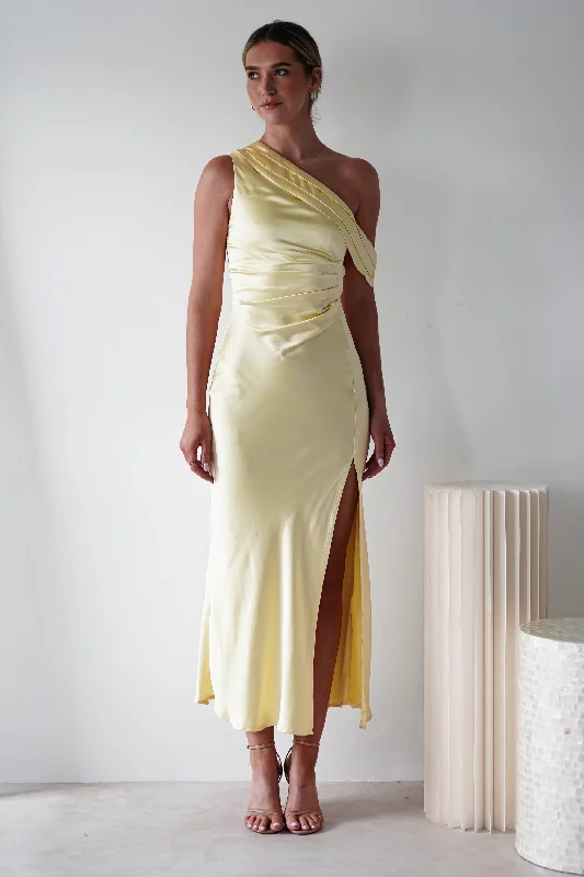 Zeila Soft Satin Maxi Dress | Yellow