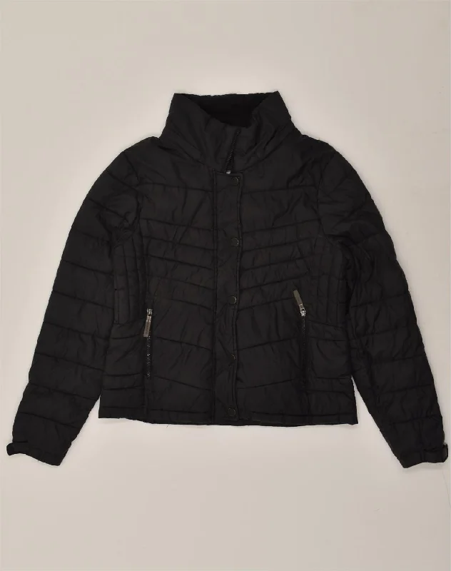 SUPERDRY Womens Padded Jacket UK 16 Large Black Nylon