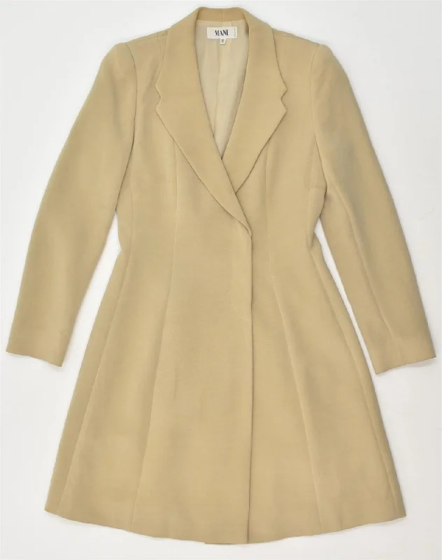 VINTAGE Womens Overcoat IT 40 Small Beige Acetate