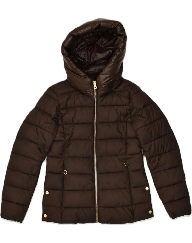 ESPRIT Womens Hooded Padded Jacket UK 6 XS Brown Polyester