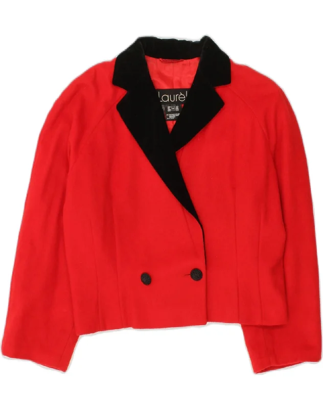 LAUREL Womens Double Breasted Jacket EU 38 Medium Red Wool