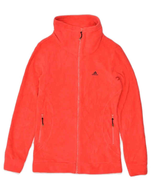 ADIDAS Womens Fleece Jacket UK 10 Small Red Polyester