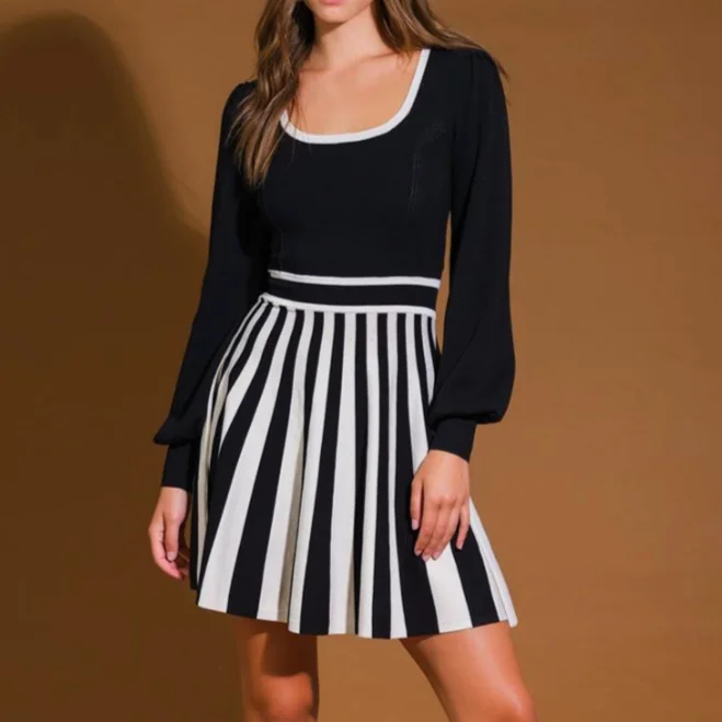 Sweet Chaos Sweater Striped Mini Dress