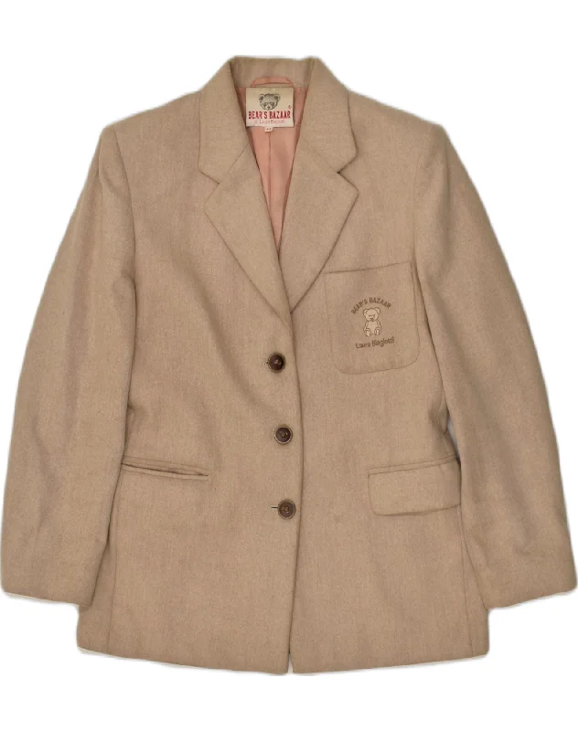 LAURA BIAGIOTTI Womens 3 Button Blazer Jacket IT 44 Medium Beige