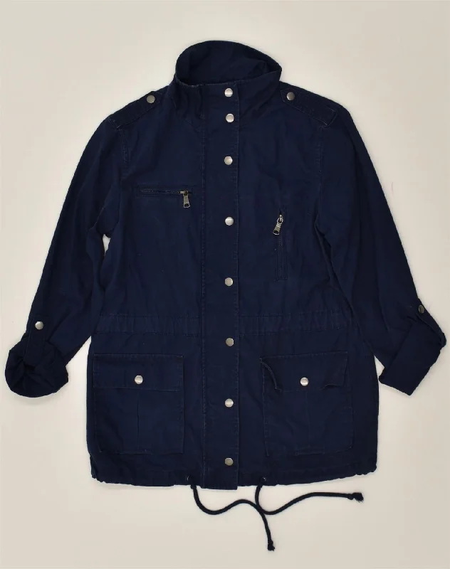 BANANA REPUBLIC Womens Military Jacket UK 6 XS Navy Blue Cotton