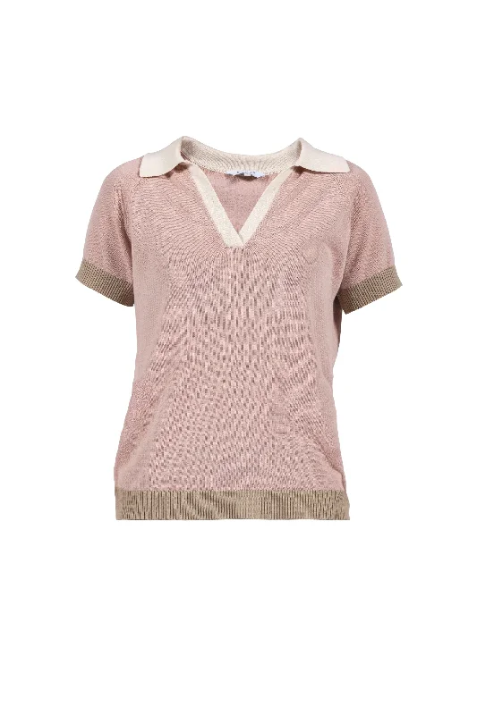 Aia cotton silk Polo Knit- Smoked Powder