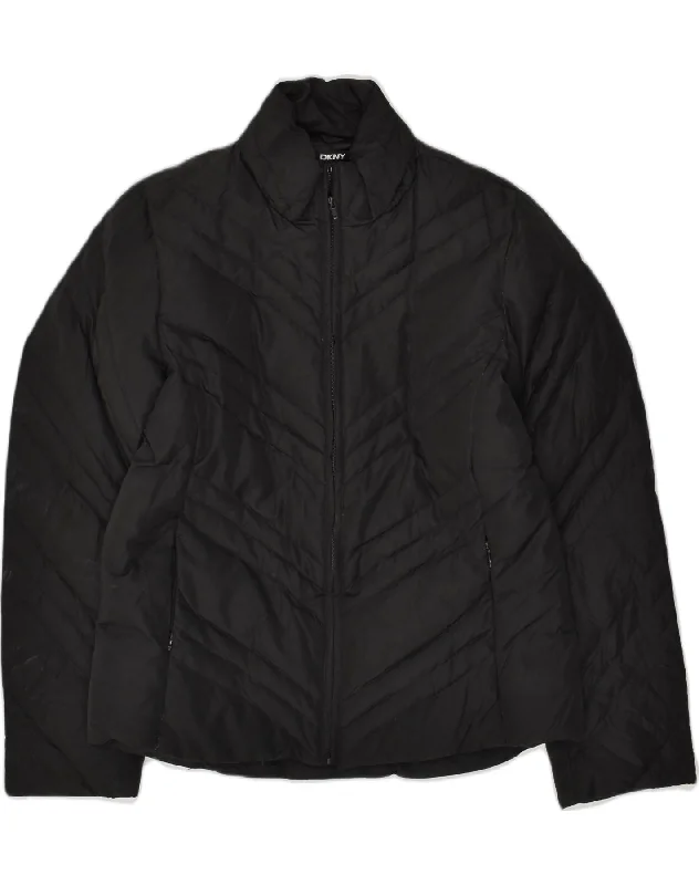 DKNY Womens Padded Jacket UK 16 Large Black Polyester